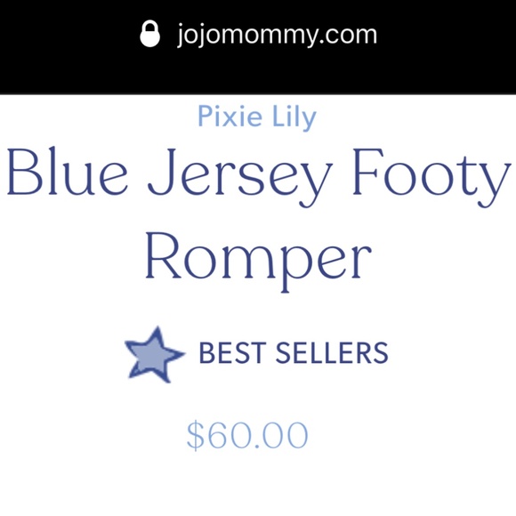 Pixie Lily Embroidered Blue Trim Jersey Footie Romper - Picture 3 of 3